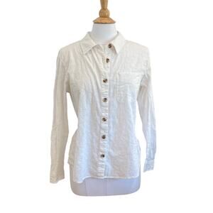 Maurices White Eyelet Long Sleeve Button Down Shirt, 100% Cotton, Size Large